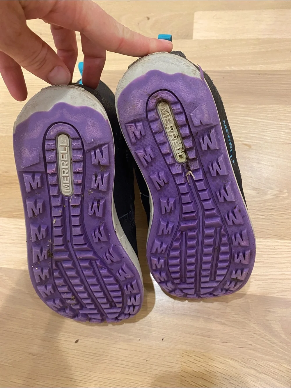 Merrell Kids Black Boots with Purple Lining and Teal Accents